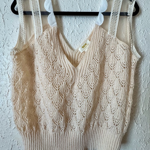 Anthropologie Tops - Anthropologie Tan Ribbed Sleeveless Tank Top